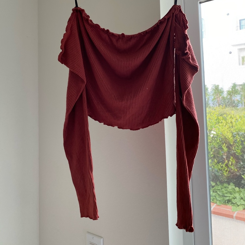 Ruffled off shoulder crop top